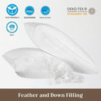 Bafode Goose Down Feather Pillows, Soft Bed Pillows Queen Size Set of 2, 100% Soft Cotton Shell,Gusseted Hotel Pillows for Back, Stomach or Side Sleepers