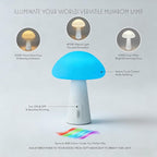 Rechargeable Touch Mushroom Table Lamp – Cordless RGB Lamp for Bedroom, Nightstand, Side Table – 3 Color Temperatures + RGB + Dimming + Type-C Charging