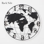 World Map Wall Clock, Black and Gold Vintage Luxury with Metal Frame, Retro Geographic Art for Living Room, Study, Travel Theme Decor, 36 Inch