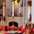 Nuanchu 4 Pcs 7.87 Inch Twisted Taper Candles Wax Unscented Smokeless Spiral Swirl Candlesticks for Wedding Holiday Dinner Party Home Decorations (Pink White,Heart)