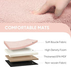 PINPLUS Round Storage Ottoman Cube Footrest - Versatile Boucle & Faux Teddy Fur Stool with Hidden Compartment for Living Room, Dorm, Bedroom - Pink, 15"x15"x13.2"