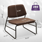 DAICO Modern Accent Chair Waterproof Armless Sling Accent Chairs Comfy Upholstered Side Sitting Chairs with Metal Frame for Living Room Bedroom Balcony Garden, Faux Leather, Brown