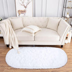 Noahas Fluffy White Rugs for Bedroom Living Room,2'X5' Oval Throw Rug for Kids Room,Shag Hallway Runner Rug,Small Soft Shaggy Bedside Non-Slip Plush Nursery Dorm Carpet Home Decor Aesthetic