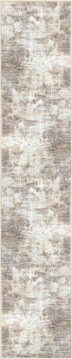 IOHOUZE Abstract Runner Rug 2x10 Ft Washable Runners for Hallways, Non Slip Kitchen Runner Printed Faux Wool Entryway Runner Indoor, Modern Abstract Floor Carpet for Hall Kitchen, Beige Brown