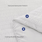 HYMOKEGE White Queen Comforter Set Seersucker 7 Pieces, All Season Luxury Bed in a Bag for Bedroom, Bedding Set with Comforters, Sheets, Pillowcases & Shams