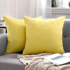 MIULEE Pack of 2 Decorative Outdoor Solid Waterproof Throw Pillow Covers Euro Sham Faux Linen Garden Farmhouse Cushion Cases for Summer Patio Tent Balcony Couch Sofa 22x22 Inch Yellow