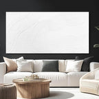 NBAODAN Large Wall Art Modern Canvas Picture Abstract Wall Decor White Line Art for Living Room Neutral Artwork for Office Bedroom 29"x58" Geometric Painting