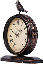 8-Inch Antique Mantel Clocks for Living Room, Retro Table Metal Silent Clocks for Fireplace, Easy to Read Decorative Mantel Clocks with Top Bird for Bedroom, Office, Desktop (Roman Numerals)