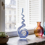 15" Tall Hand-Blown Murano-Style Glass Sculpture Statues Art Ornament Statue Figurines Home Decor Accent Piece Coastal Ocean Nautical Home Decor,Shelf,TV Stand,Tabletop Centerpieces,Wonderful Gift