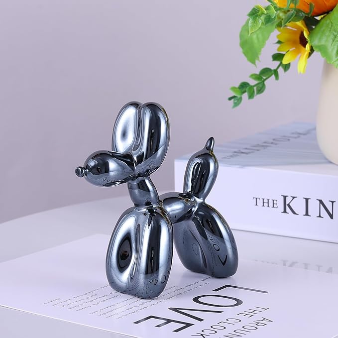Black Balloon Dog Decor,Balloon Animal Sculpture, Preppy Room Shelf Decor,Cute Statue Home Decors, Bedroom Modern Sculpture Desk Decors,Office Gold Decorations Small Figurines