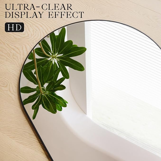 MISSDAY Oversized Arched Full Length Mirror, 83"x44" Black Full Body Mirror with Stand, Floor Mirror Large Free Standing, Leaning or Hanging, Aluminum Frame Mounted Mirrors Wall Mirrors for Bedroom