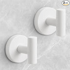 Shower Hooks for Inside Shower,No-Drill Removable&Reusable Towel Hooks for Bathroom,Heavy Duty Suction Cup Hooks for Glass Window,2 Packs(White)