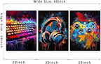 Novatique Graffiti Canvas Wall Art Abstract Gaming Wall Art for Bedroom Colorful Gaming Wall Decor Canvas Picture Print for Game Room,20" x 28" x 3pcs