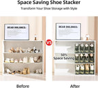 Shoe Slots Organizer,Adjustable Shoe Rack with Three Levels,Shoe stackers for a Pair of Shoes (Green Clear, 20 Pack)