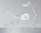 Neatfi 1,200 Lumens LED Magnifying Lamp with Clamp – 5-Inch Lens, 8 Diopter, Dimmable, Adjustable Arm, Includes Microfiber Cloth, Lamp for Reading, Sewing, Crafting (White, 8 Diopter)