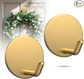 OUTXE Adhesive Wreath Hanger, Heavy Duty Reef Hook | for Front Door Glass Window | for Christmas/Thanksgiving/Halloween/July 4th/Easter/Valentine/Fall/Summer/Spring (Gold, 2-Pack)