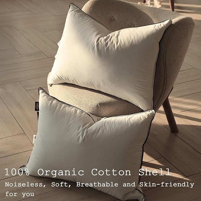 Luxurious Down Pillows - Standard Size, High Fill Power, Breathable Cotton Blend Shell,Down Pillow Ideal for Every Night (White, Queen (Pack of 2))