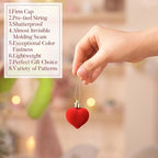Valery Madelyn 1.57 Inches Small Red Christmas Heart Ornaments Set for Valentines Day Tree Decorations, 16ct Velvet Red Shatterproof Christmas Valentines Hanging Ball Decor