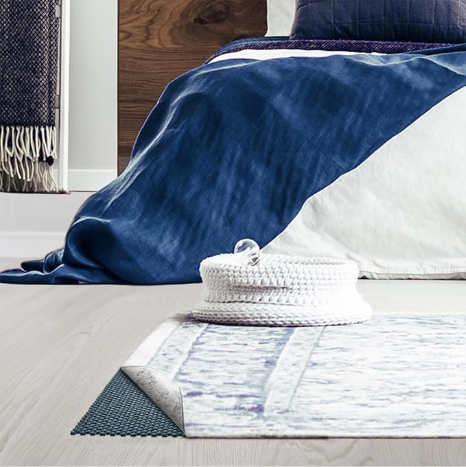 Veken 4x6 Ft Rug Pad Gripper for Hardwood Floors, Non Slip Dark Blue Rug Pads for Area Bedroom Rugs, Thick Rug Grippers for Tile Floors, Under Carpet Anti Skid Mat, Keep Your Rugs Safe and in Place