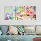 Novatique Graffiti Picture Wall Decor Graffiti Canvas Wall Art Colorful Flower Painting Print Decoration Suitable for Living Room Bedroom, 12" x 16" x 3Pcs
