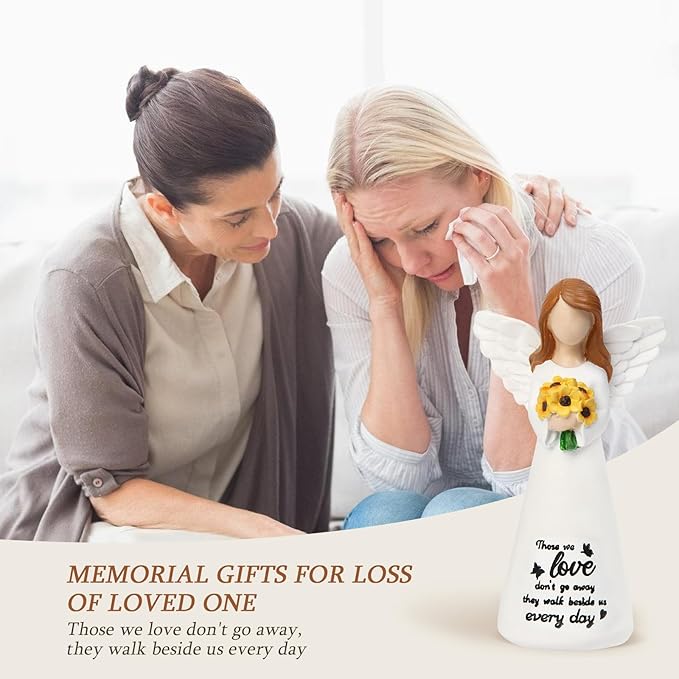 INLOMEM Sympathy Gifts for Loss of Loved One, Remembrance Gifts, Bereavement Gifts, Angel Gifts for Women, Memorial Gift for Loss of Dad Mom Grandmother, Angel Figurines (White)