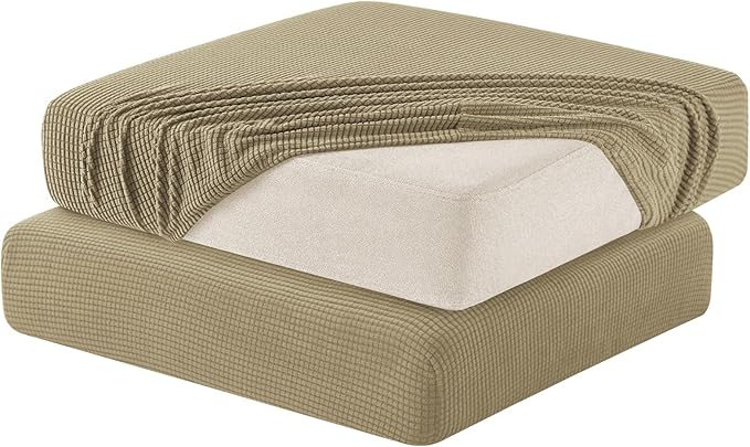 Hokway Stretch Couch Cushion Slipcovers Reversible Cushion Replacement Slipcovers Sofa Cushion Covers(Camel, 2)