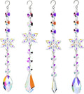 WOMHOPE Crystal Ornaments for Christmas Tree Sun Catcher Crystals Hanging Rainbow Maker for Windows Acrylic Snowflake Crystal Ball Prism Decorations Ornaments 4 Pcs (Multi Color)