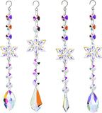 WOMHOPE Crystal Ornaments for Christmas Tree Sun Catcher Crystals Hanging Rainbow Maker for Windows Acrylic Snowflake Crystal Ball Prism Decorations Ornaments 4 Pcs (Multi Color)