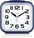 5.5" Large Analog Alarm Clock Silent Non Ticking, Gentle Wake, Beep Sounds, Increasing Volume, Battery Operated Snooze and Manual Light, Easy Set, Blue