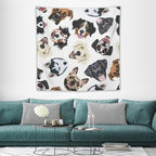 VUMIVI Dog-Head Tapestry Cartoon Pet Illustrations Cute Funny Animals Colorful Graffiti Tapestry Wall Hanging for Living Room Bedroom Dorm Classroom Aesthetic Decor W60xL60in