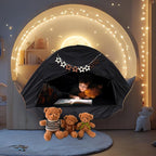 Bed Tent for Kid Twin Size Bed Canopy,Sensory Breathable Privacy Space Sleeping Drafty Room Dream Tents Indoor Play Tent Black-Out Kid Sleep Tent (Black, Twin)