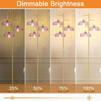 Vintage Floor Lamps for Living Room-3 Light Gold Dimmable Floor Lamp with Three Bulbs & Glass Lampshape, Mid Century Modern Standing Lamp Tree Tall Flower Floor Lamp for Bedroom Living Room,Corner