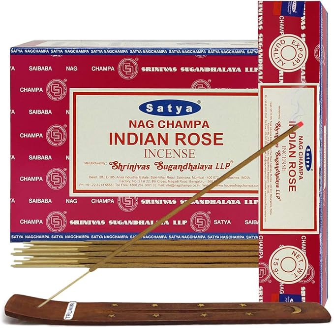 Indian Rose Incense Sticks and Incense Stick Holder Bundle Insence