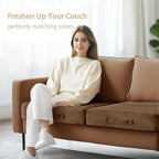 Codi Thick Replacement Couch Cushions 2 Sets, Upholstery Foam with Washable Covers for Sofa Cushion Chair Meditation - 24 × 24 × 5 Inch, High Density Foam, Coffee