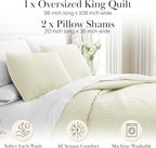 Southshore Fine Living, Inc. Oversized King Quilt Bedding Set, Soft Brushed Microfiber, Wrinkle-Free, Stain and Pet Hair Resistant Bedding, California/King Size Quilt Coverlet Set w/2 Shams, Cream