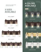 3-Light Bathroom Light Fixtures, Modern Vanity Light with Cylinder Clear Glass Shade, Vanity Lighting Fixtures Over Mirror, Oil Rubbed Bronze, VL143-ORB-3