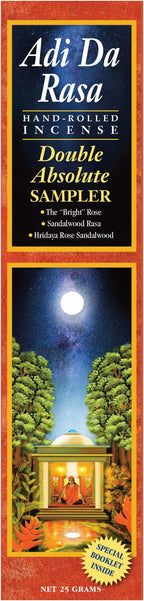 Adi Da Rasa Double Absolute Sampler (The ?Bright? Rose, Sandalwood Rasa, Rose Sandalwood) Incense, 25gms Natural Hand Rolled for Purification, Relaxation, Positivity, Yoga, Meditation, Made in India