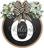 Circular Surname Front Door Welcome Sign - 26 Letter House Wreath, Front Porch Decorations, Year-Round Home Decor (O)