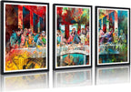 Novatique The Last Supper Wall Art Jesus Canvas Wall Art for Home Decoration Graffiti Art Picture Canvas Print for Office,24" x 36" x 3pcs