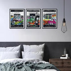 Novatique Street Graffiti Wall Art Banksy Canvas Wall Art Modern Pop Art Wall Decor Street Art Poster Framed Ready to Hang for Bedroom Office,12" x 16" x 3Pcs