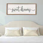 Surfapans Sweet Dreams Wall Decor Above Bed 40"x15" ofr Master Bedroom Guest Room Wood Framed Rustic Over Bed Wall Art Sign (Wood)