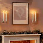 Homemory Real Wax Flameless Taper Candles with Remote Timer, 9.6 Inches White LED Flameless Candlesticks, Dripless Battery Operated Window Candles Flickering Pack of 2 for Fireplace Xmas Halloween