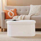 30 Inches Ottoman with Storage,Bedroom Bench with Storage, Ottoman Foot Rest for Living Room,30" L x 15" W x 15" H-White