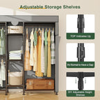 LEHOM G6C Heavy Duty Clothes Rack with Cover, Wire Garment Rack for Hanging Clothes, Compact Closet Storage Clothing Rack with Oxford Fabric Cover, Adjustable Hanging Clothes Racks for Bedroom