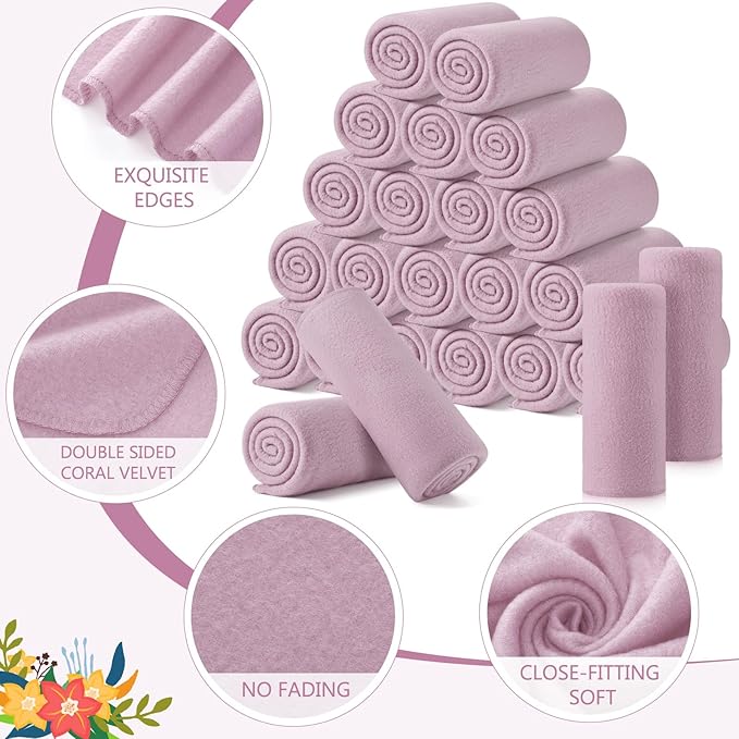 Shimeyao 24 Packs Fleece Throw Blanket Soft Warm Lightweight Fleece Blanket Cozy Throw Bulk for Home Bed Couch Sofa Office Wedding Gifts Suitable for Seasons, 50 x 60 Inches(Light Purple)