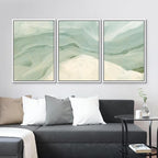 MUDECOR Framed Wall Art Print Set Pastel Waves Blue and White Tones Illustrations Modern Art Boho Decorative Colorful Chic for Living Room, Bedroom, Office - 16"x24"x3 White