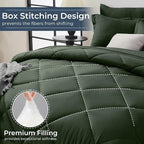 HEVUMYI Army Green Full Comforter Set - 7-Piece All Season Bed in a Bag Full, Ultra Soft Bedding Set with Comforter, Flat Sheet, Fitted Sheet, Pillowcases, Pillow Shams