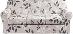 KRFOONN 4 Piece Stretch Sofa Couch Covers for 3 Cushion Couches Printed Sofa Slipcover with 3 Separate Seat Cushion Covers Washable Sofa Slip Covers Furniture Protector for Pets Kids (Large, 23)
