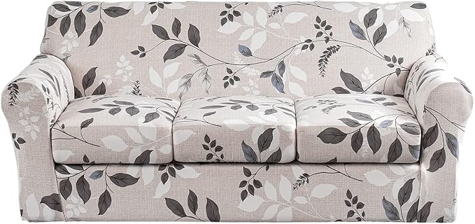 KRFOONN 4 Piece Stretch Sofa Couch Covers for 3 Cushion Couches Printed Sofa Slipcover with 3 Separate Seat Cushion Covers Washable Sofa Slip Covers Furniture Protector for Pets Kids (Large, 23)