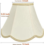 TOOTOO STAR Small Scalloped Lampshades,6" x 13" x 9.25" bell shaped Lampshade, handmade beige DIY Vintage lamp shades for Floor or Table Lamp